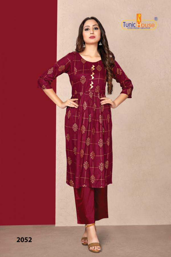 Tunic House Pinch Designer Foil Print Kurti 